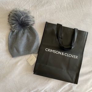 Crimson & Clover Fur Pom Cashmere Blend Hat w Removeable Fur Pom
